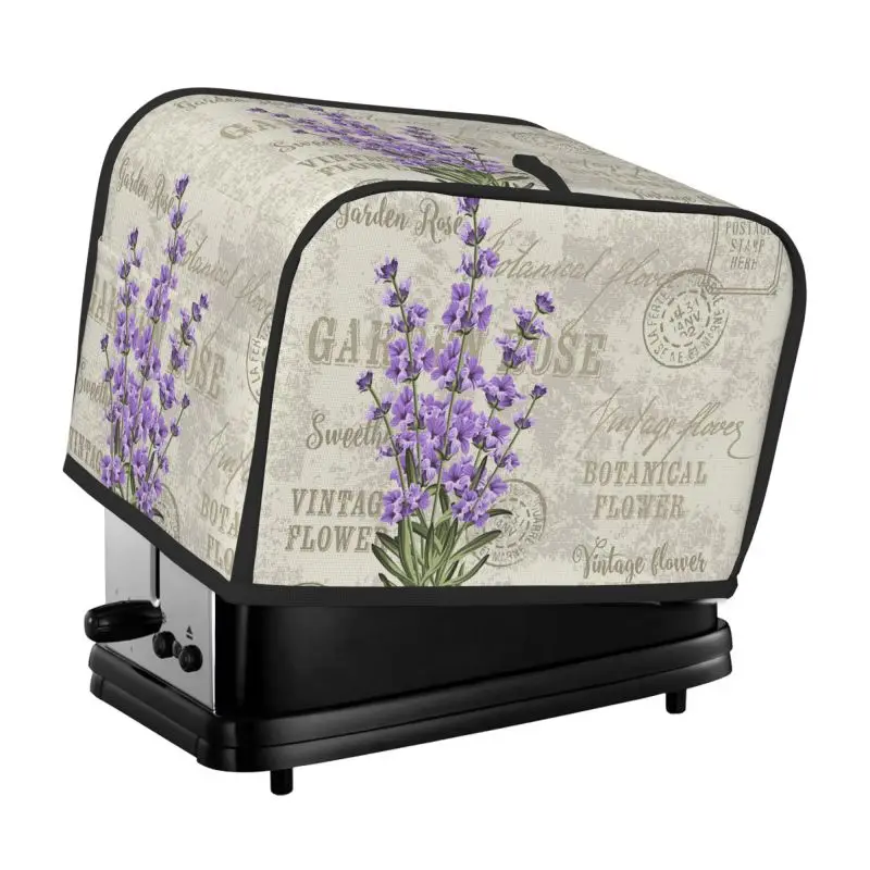 

Vintage Lavender Flower Stamp 2 Slice Toaster Bakeware Cover Protector Dustproof Kitchen Clean Tools Organizer