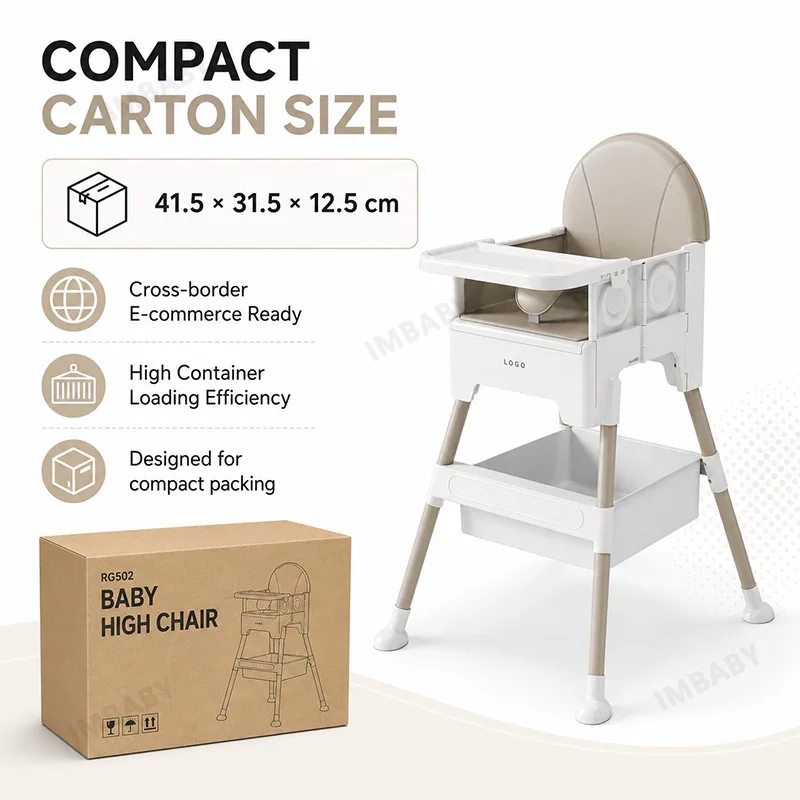 IMBABY Baby High Chair with Storage Basket 5‑Point Safety Harness PU Seat Toddler Feeding Dining High Chair for Home Kitchen