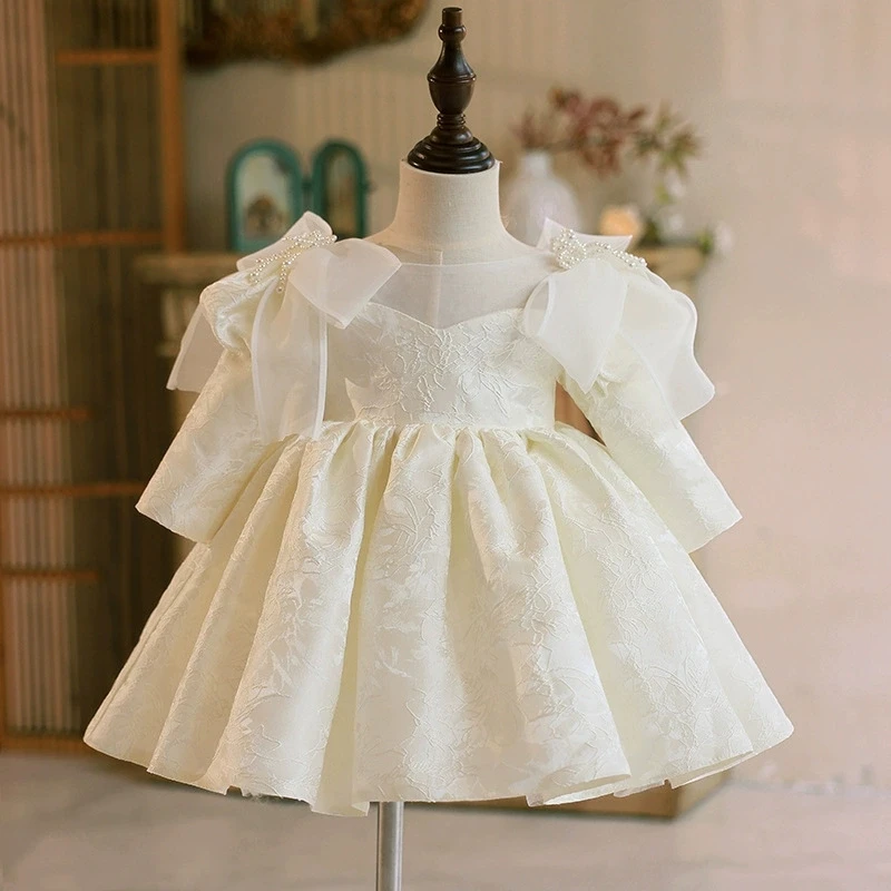 

White Baby Girl First Birthday banquet Dress Princess Ball Gown Celebration Party Children Pageant Todder Festival Eid Clothing