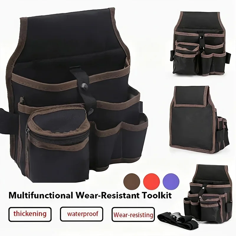 1pc Electrical Tool Kit Pockets Storage Bag Mechanic Three Layers Waist Bag Pliers Screwdrivers Wrench Organizer Bag