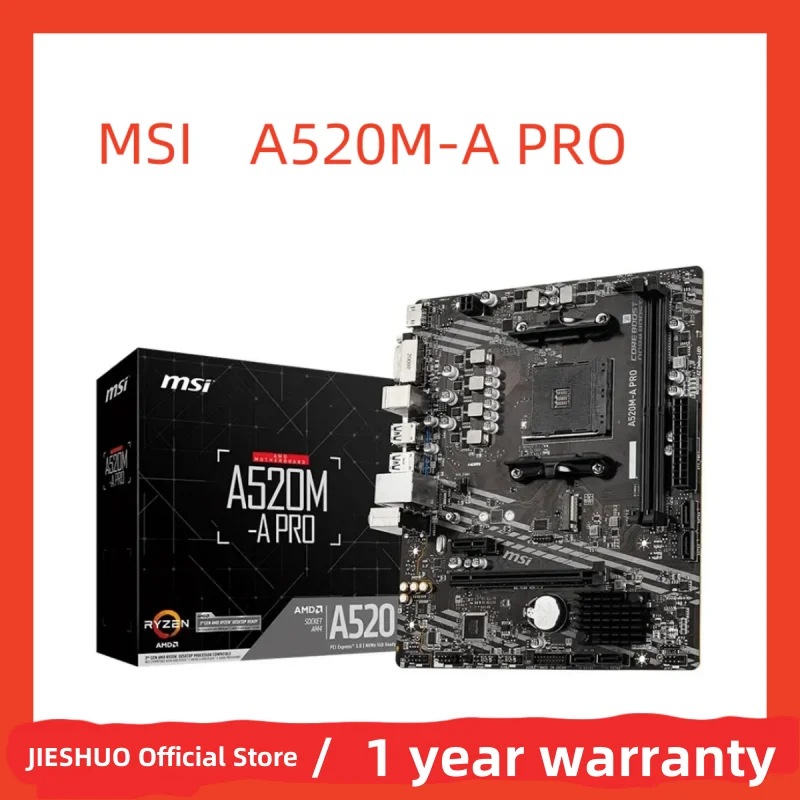 MSI 마더 보드, 게임, 사무실, 비디오용, AMD Ryzen 3 R3/4 R5/5000 R9 시리즈 AM4 호환, A520M-A PRO 