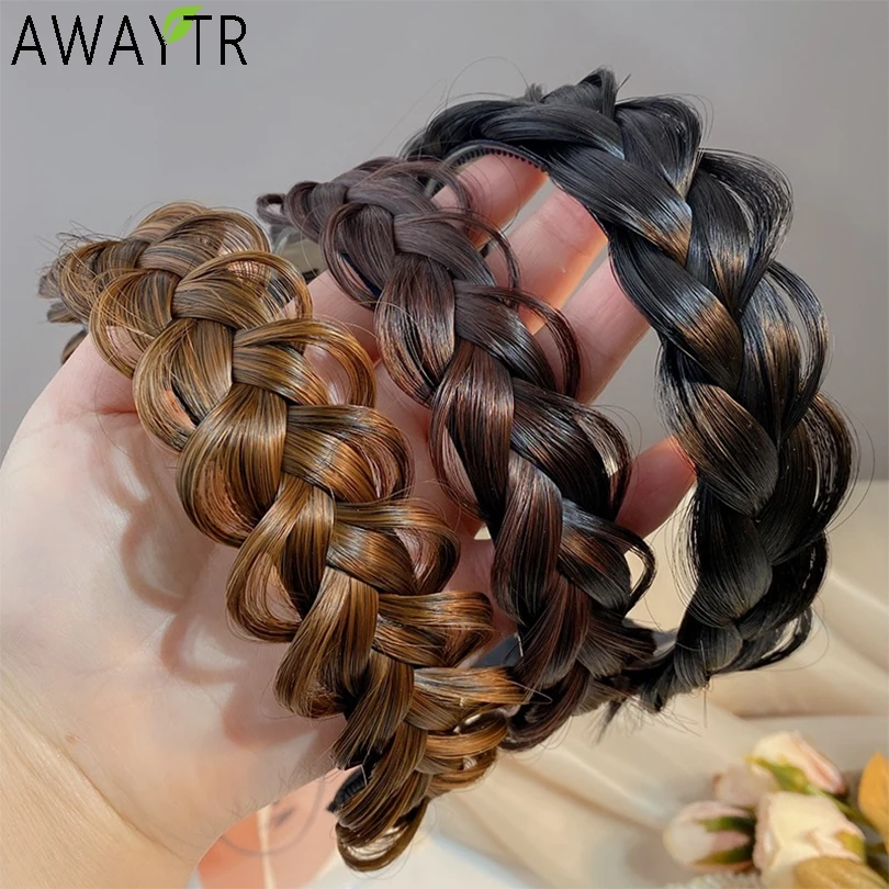 Women Hair Band Fishbone Braid Lazy Wig Twist Braid Headband Hairpin Bohemia Fashion Non-slip Headdress Bridal Hair Accessories