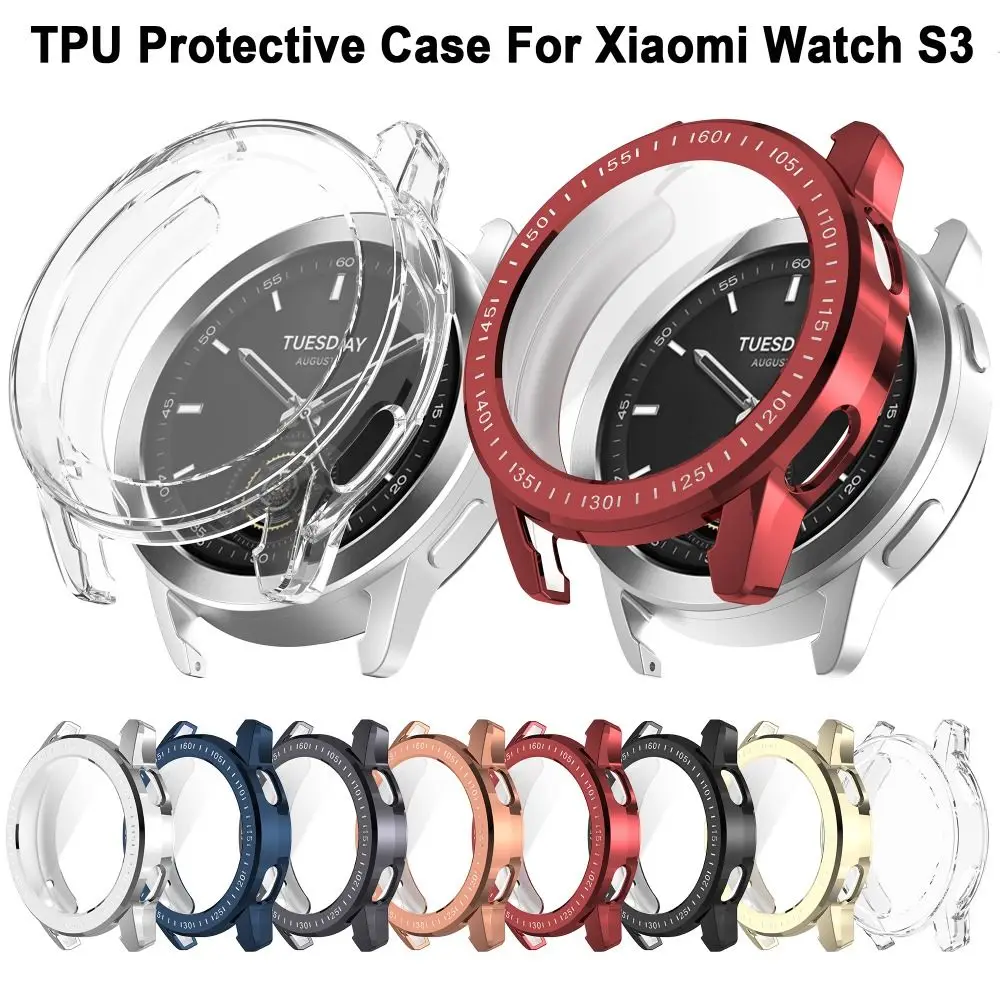 Funda de TPU de cobertura completa, Protector de pantalla de parachoques inteligente, correa de reloj suave, Carcasa protectora para Xiaomi Watch S3