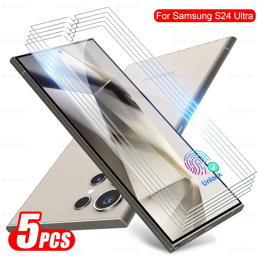 5Pcs For Samsung Galaxy S24 Ultra Plus Tempered Glass Sansung 24S S24+ Sansing Samsong Sumsung S24ultra S24plus Protective Film