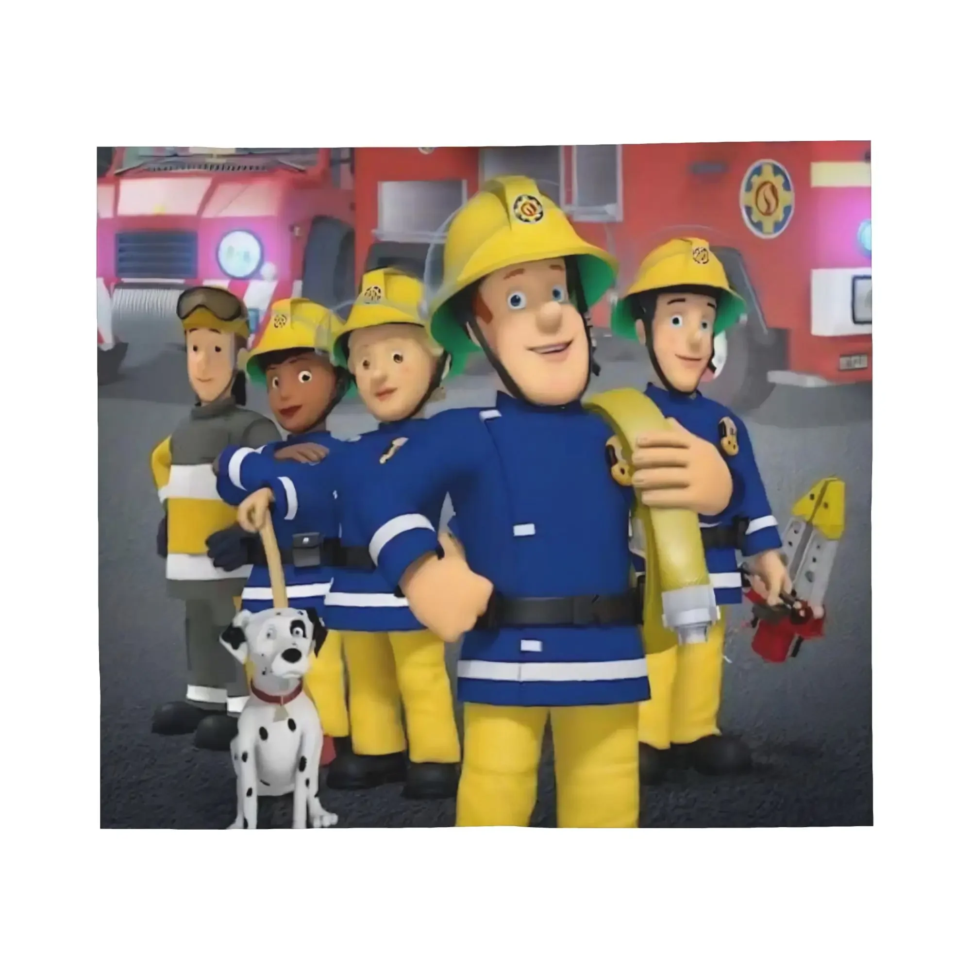 Custom Fireman Sam Wool Blankets Firefighters Novelty Throw Blankets For Bed Sofa Couch 150*125cm Rug Piece