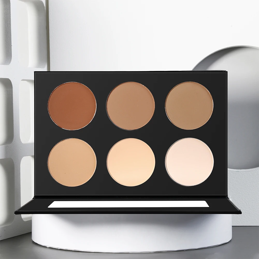 Custom Logo 6-Color Contouring Pressed Powder Palette Private Label Long Lasting Natural Waterproof Matte Makeup Wholesale