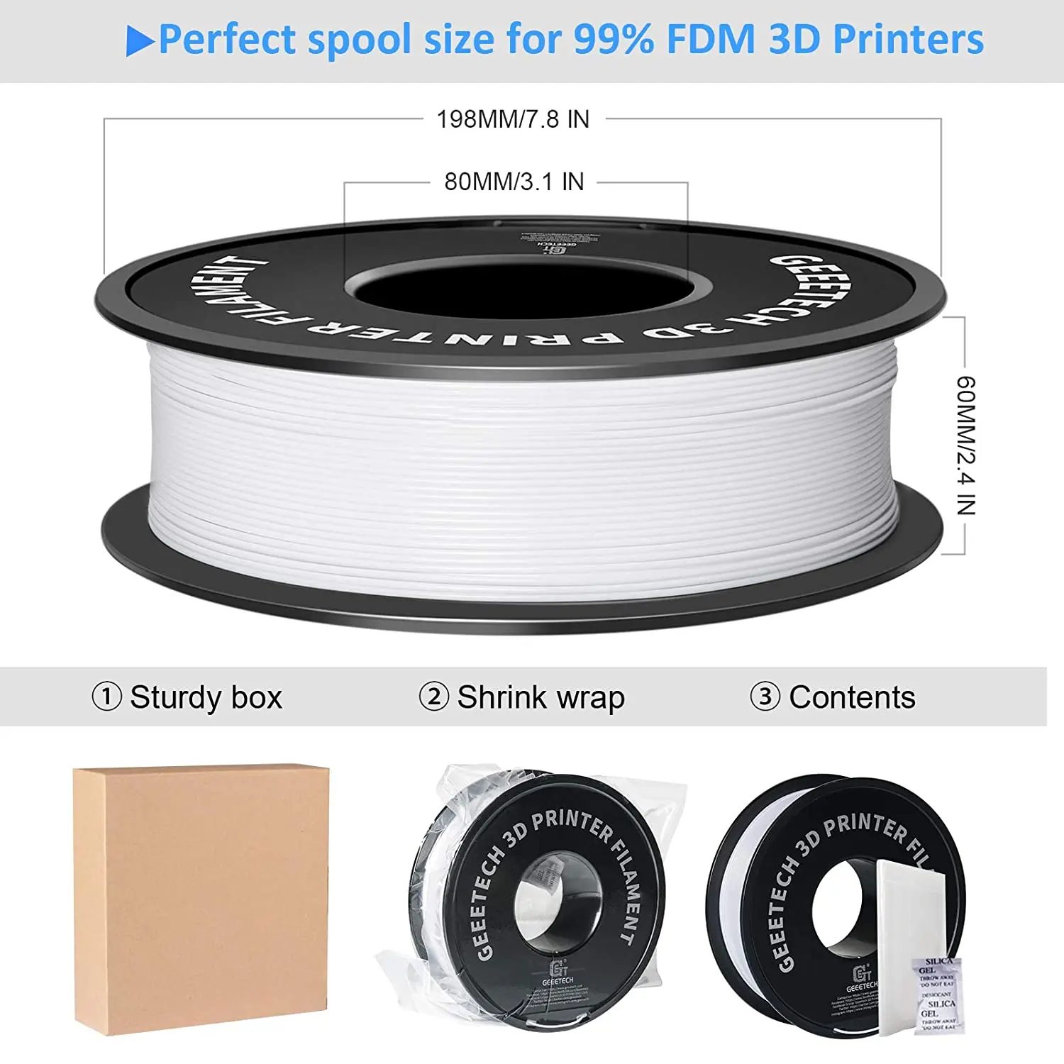 GEEETECH materiały do drukowania 3D Filament PLA do drukarki 3D FDM 1 kg (2.2lbs) opakowanie próżniowe 1.75mm +-0.03mm