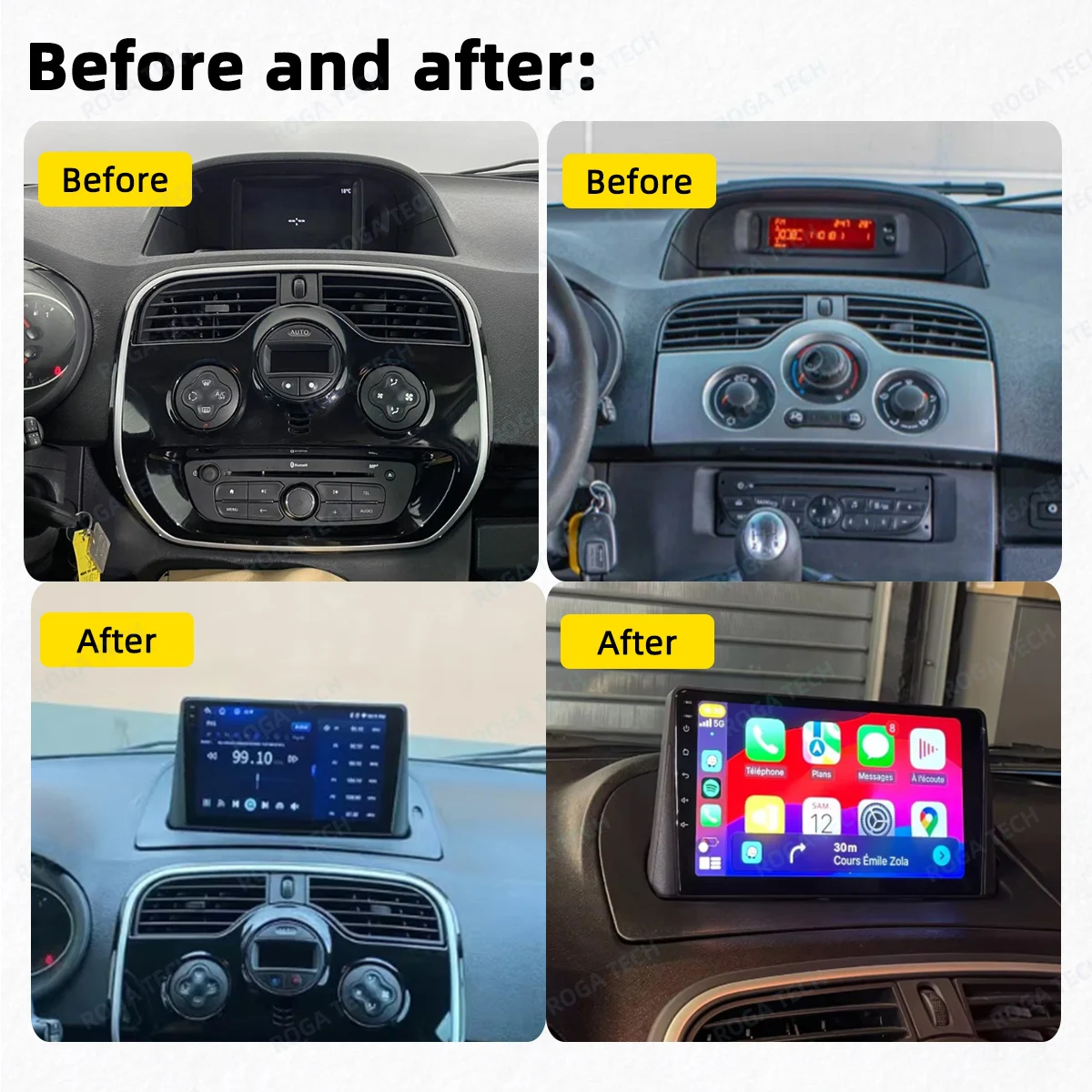 Carplay Auto Car Radio For Renault Kangoo 2 2009 - 2018 Android Car Multimedia Player GPS Navigation Stereo 2Din 4G Touch Screen