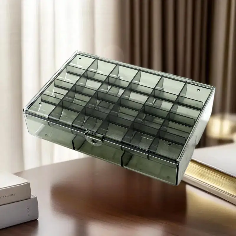 

Multi-Compartment Transparent Jewelry Box Dustproof Nail Drill Box Lipstick Organizer Cosmetic Bag Pure Color ABS Plastic