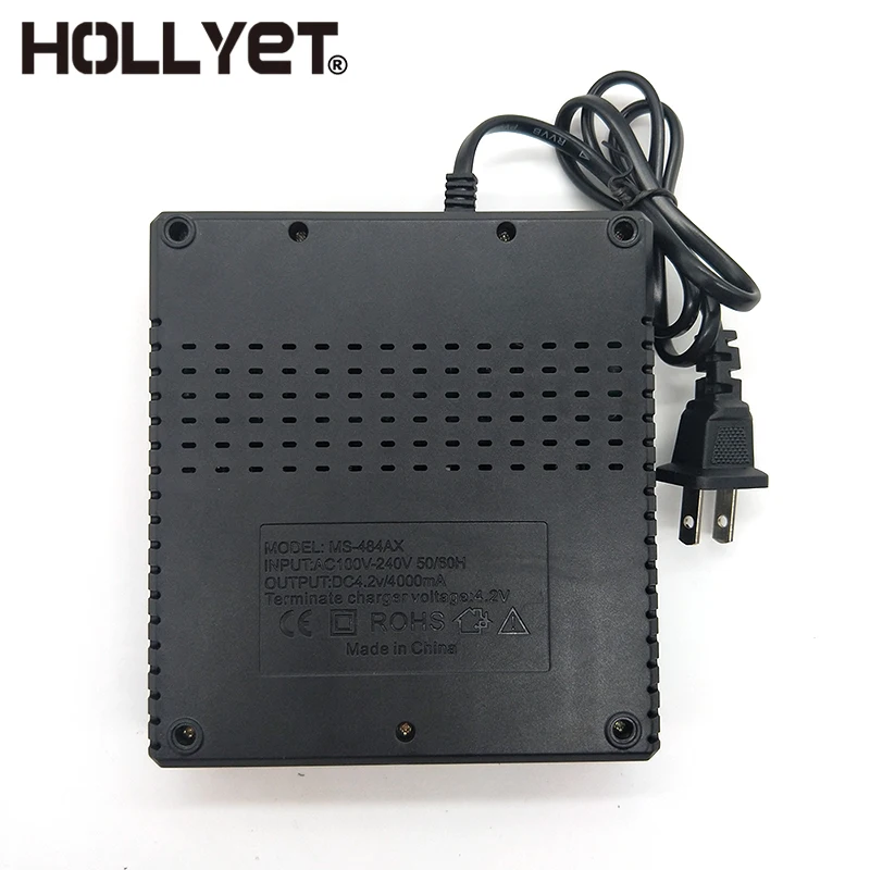 3.7V 26650 Battery Charger 18650 4-Slot,0.65m Input Cable,Dual Universal Battery Charge,Eu and US Standard Plugs 4000mA.Hollyet