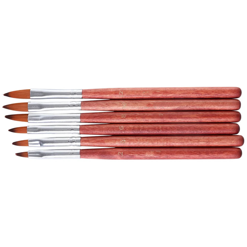 6 قطعة أقلام كريستال فن الأظافر ملونة بمقبض طويل أدوات مانيكير لمتجر المهنية للاستخدام المنزلي طقم طلاء الأظافر فرشاة