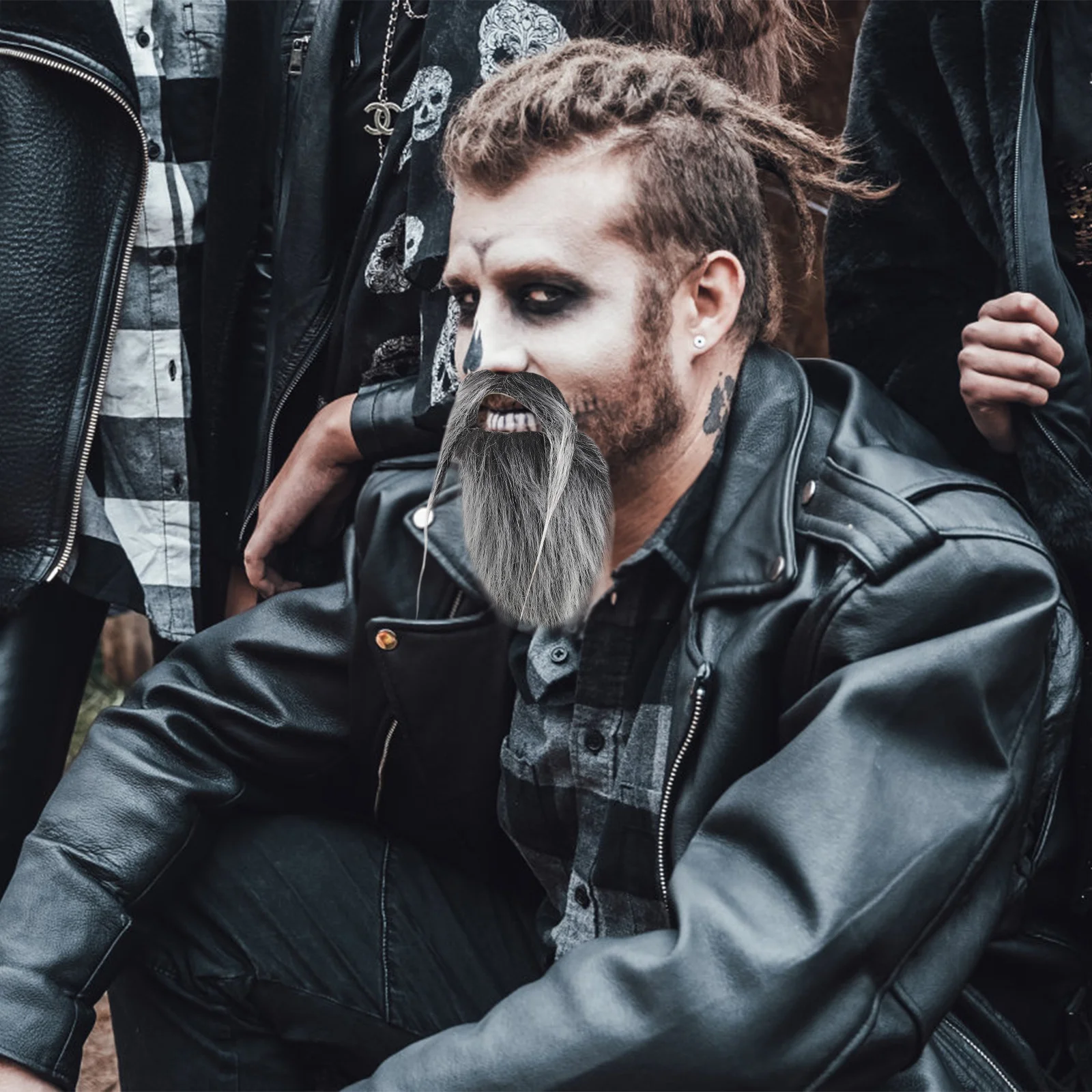 

1Set Creative Man Mustache and Beard Costume Halloween Party Supplies Easy to Apply Festive Atmosphere Beard Costume