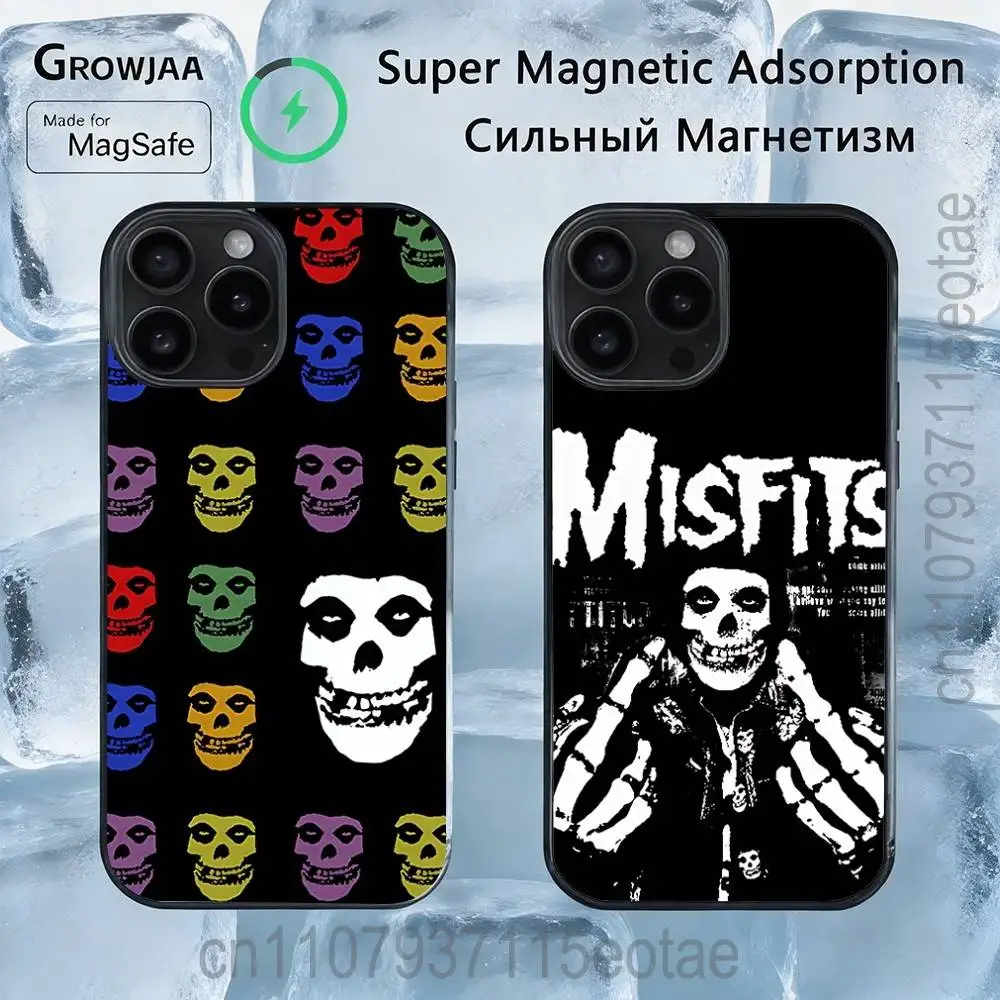 

Skull Cool M-Misfits Rock Magnetic Wireless Charging Case For iPhone 11,12,13,14,15,16,17,Pro,Max,Plus Shockproof Cover