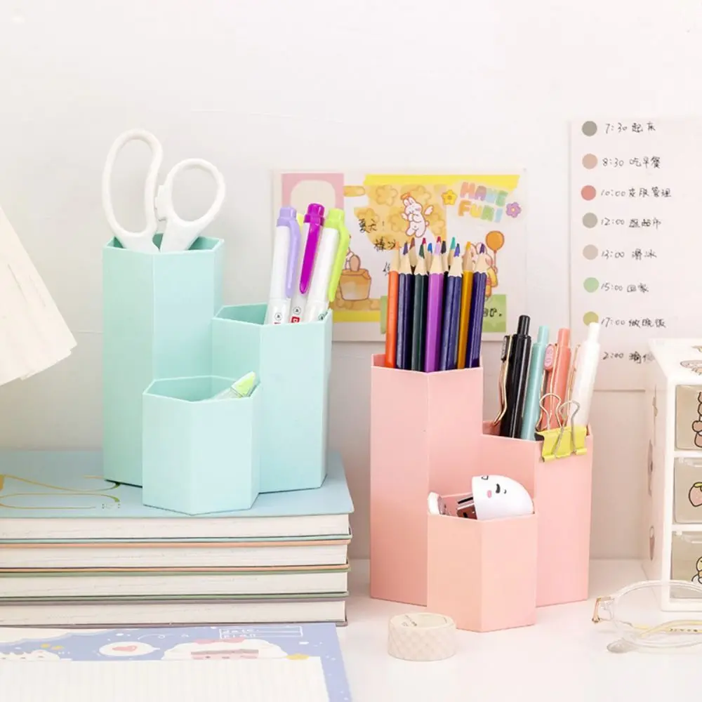 

INS Storage Box Pen Holder 3-Grid Simple Pencil Case Large-capacity Desktop Organizer Student