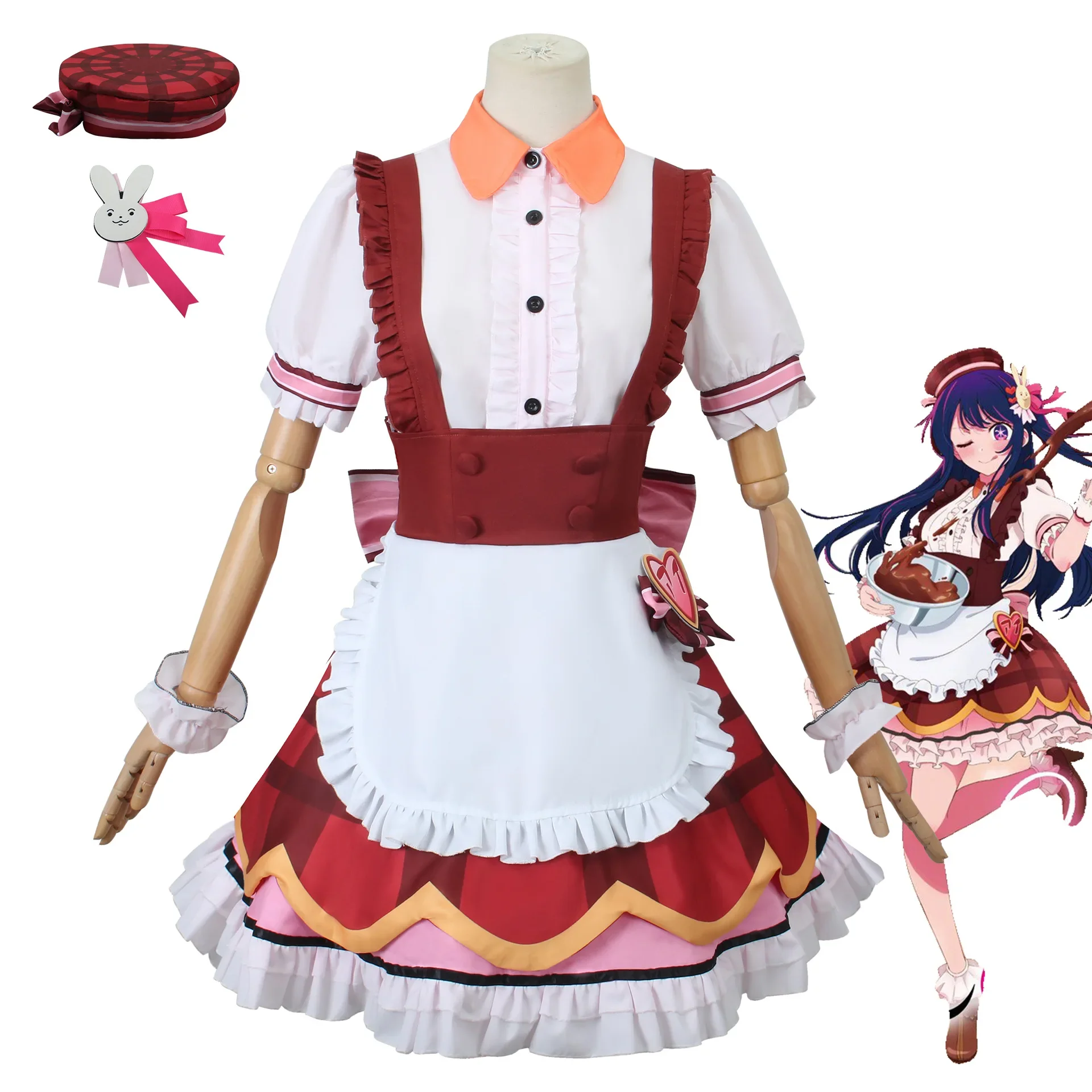 Costumes Cosplay Anime pour femmes, tenue de femme de chambre Lolita, robe de femme de chambre, chapeau, uniforme, vêtements de fête d'Halloween, Okr No Ko Hosh37Ai, nouveau