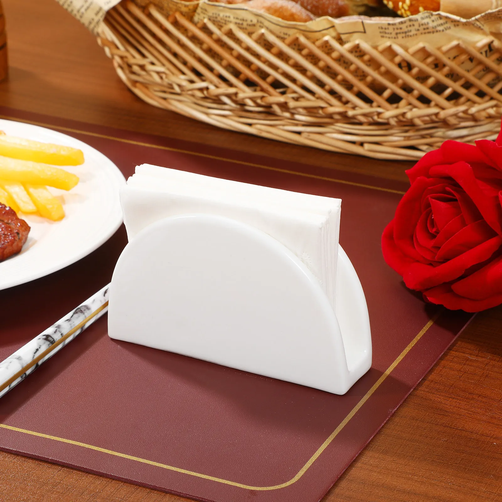 Stylish Ceramic Napkin Holder for Table Kitchen Bathroom Hotel Living Room Bar Ktv Party Banquet Guest Napkin Tray Decorative