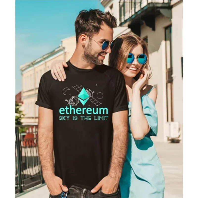 Special Creative Style Ethereum Sky is The Limit T Shirt men Bitcoin Blockchain Cryptocurrency T-Shirt Funny Ether ETH Tee Shirt