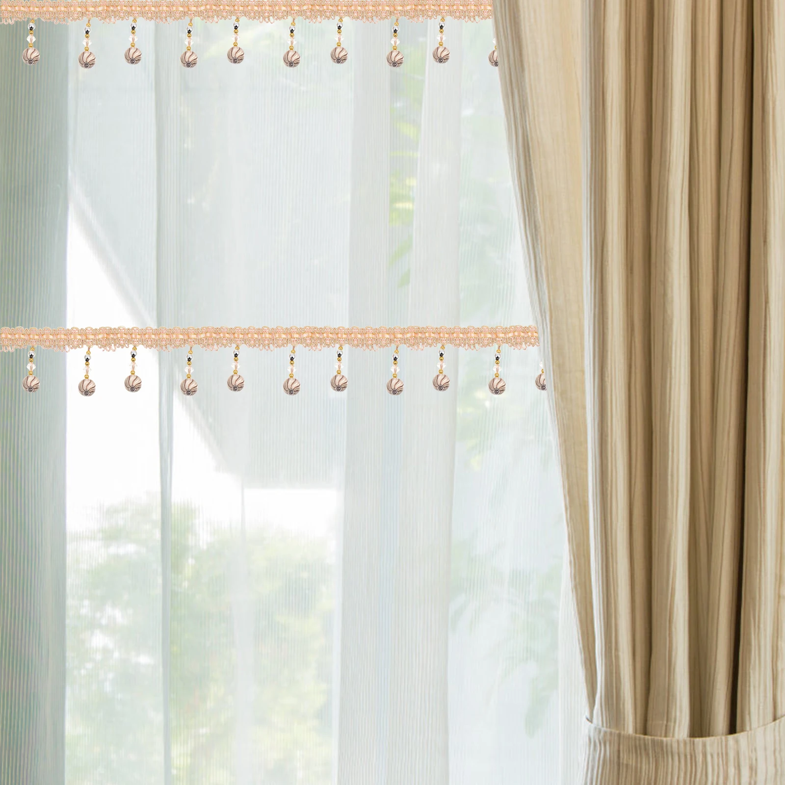 

Beaded Fringe Trim Plastic Curtain Accessory Sofa Lace Ribbon DIY Pendant Edge Decorative Table Cloth Home Textile
