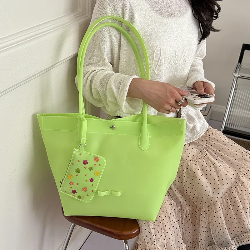 Decor Tote Bag for Women Large Capacity Commute Shoulder Bag with Matching Floral Coin Purse Waterproof Handbag in Stock Hot