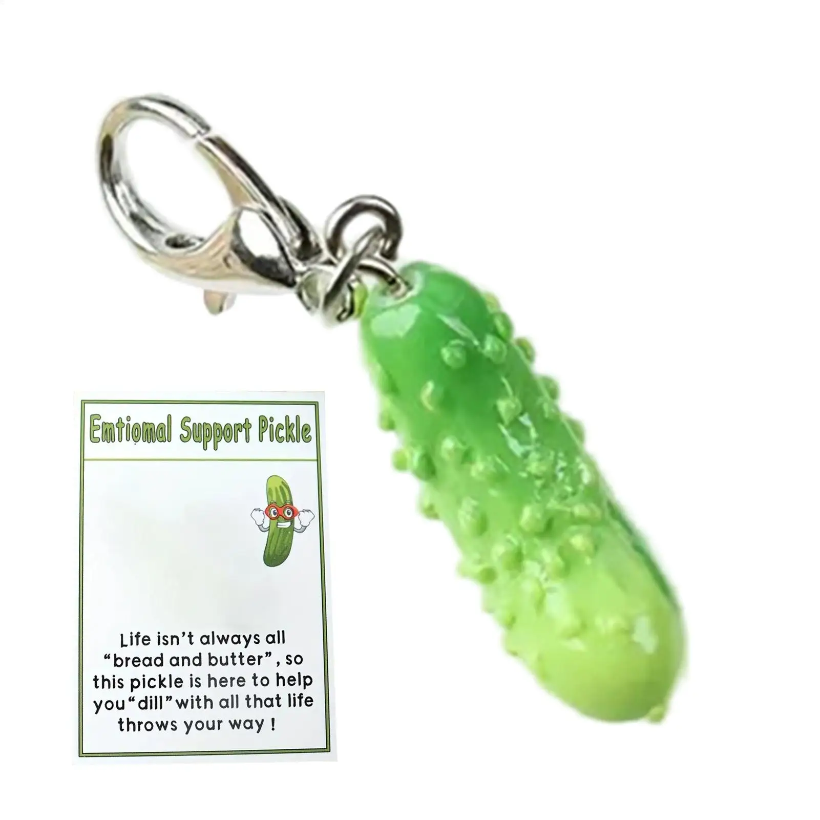 Pickle Keychain Decorative Cucumber Bag Charm Portable Backpack Pendant for Keys Wallets Phones Home School Travel Kids College