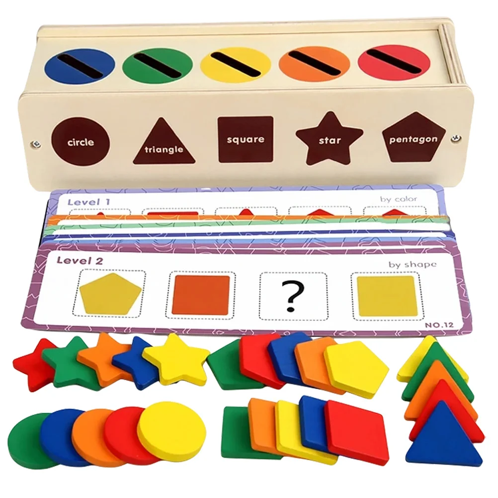 1 set di blocchi colorati per selezionatore di forme sensoriali in legno per bambini, allenamento per la concentrazione, giocattolo educativo per bambini durevole