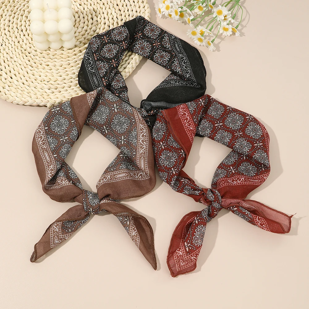 

55*55CM New Fabric Printed Square Headband for Women, Fashionable Multi-Purpose Hairband Hair Accessories