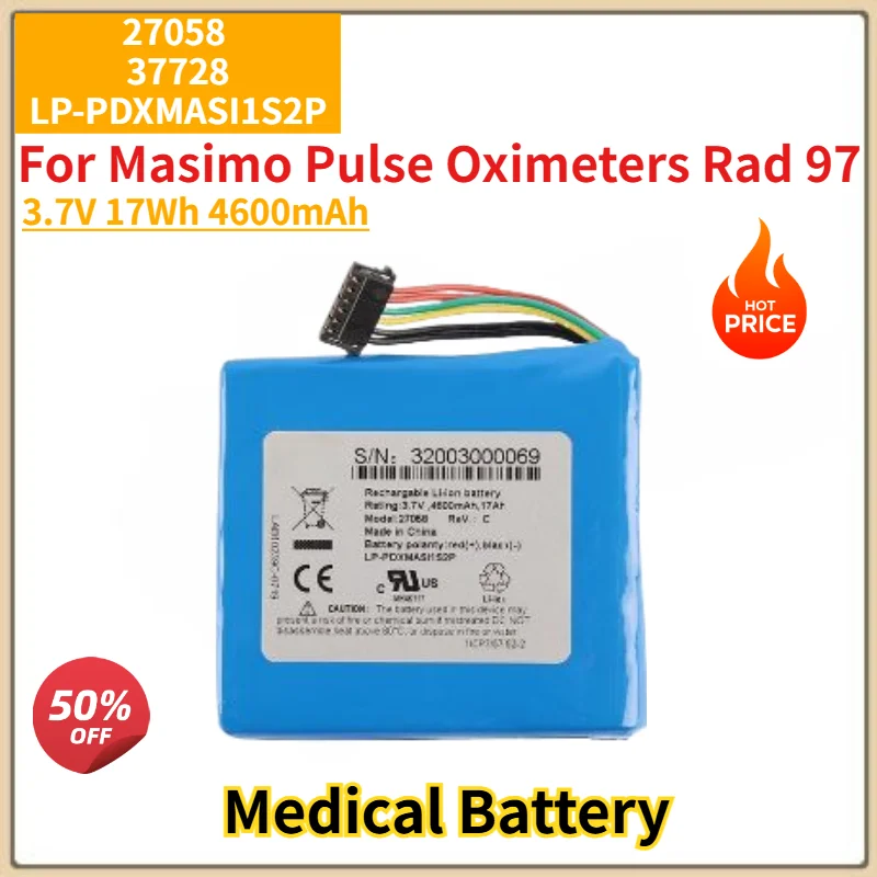 

27058 37728 LP-PDXMASI1S2P High Quality Medical Battery 3.7V 17Wh 4600mAh For Masimo Pulse Oximeters Rad 97 Replacement Battery