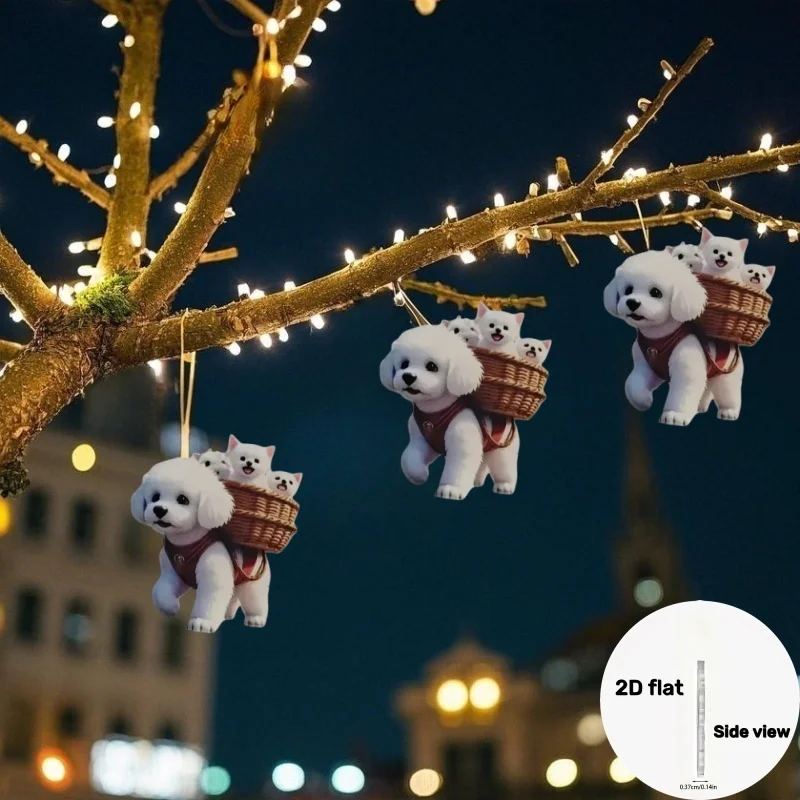 

2D Flat Acrylic Cute Puppy Basket Design Keychain Perfect Gift for Family & Friends Charming Backpack Decoration Cute Accessory