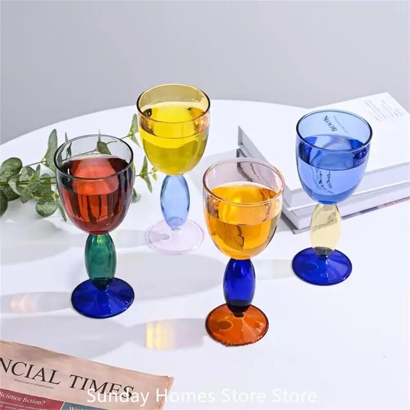 Retro buntes Becher glas mit Kugel griff Champagner glas hoch Boro silikat hitze beständiges Glas becher Cocktail glas