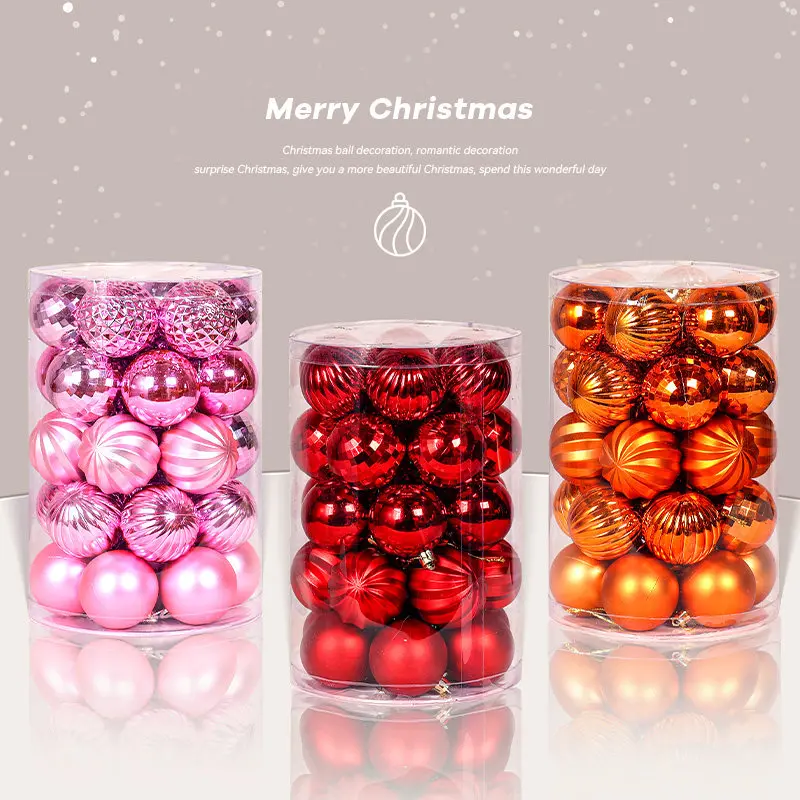 Portable Barrel Packed 6cm Round Hanging Balls for DIY matching decoration of various indoor Christmas decorative scenes
