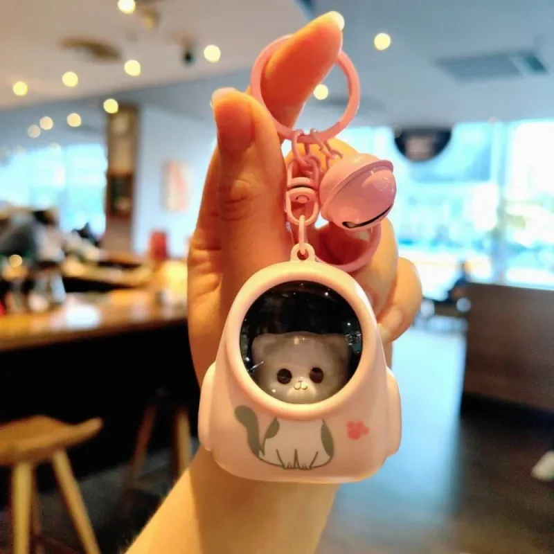 New Fashionable And Beautiful Cute Bear And Kitten Backpack Luminous Night Light Keychain For Couples Creative Pendant Jewelry