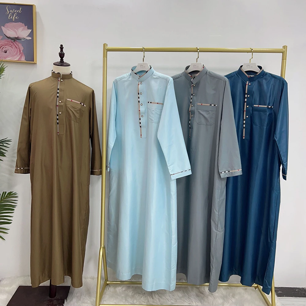 Новые традиционные мужские Thobes, однотонная повседневная одежда из Ближнего Востока, арабская Турция для мусульман, дышащая исламская одежда