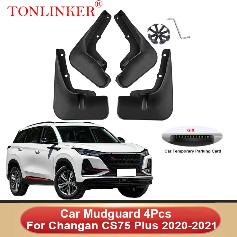 Tonlinker 4 Pcs Car Mudguard For Changan CS75 PLUS 1.5T 2020-2021 Front Rear Mud Flaps Mudguards Splash Guards Fender Mudflaps