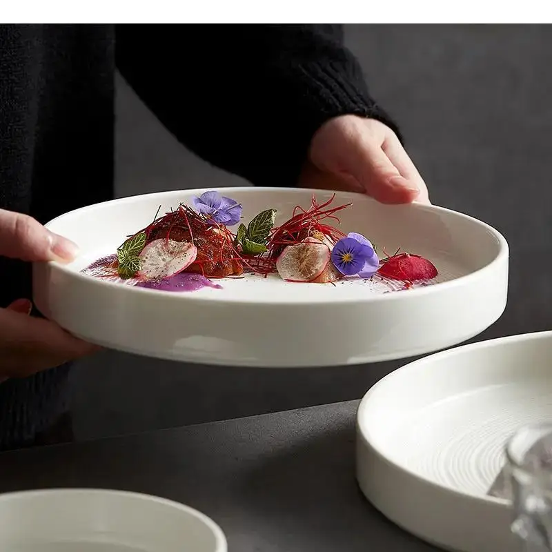 Ceramic Dinner Plate Round Steak Salad Plates Spaghetti Dessert Dish Bread Dim Sum Bowl Cake Kitchenware