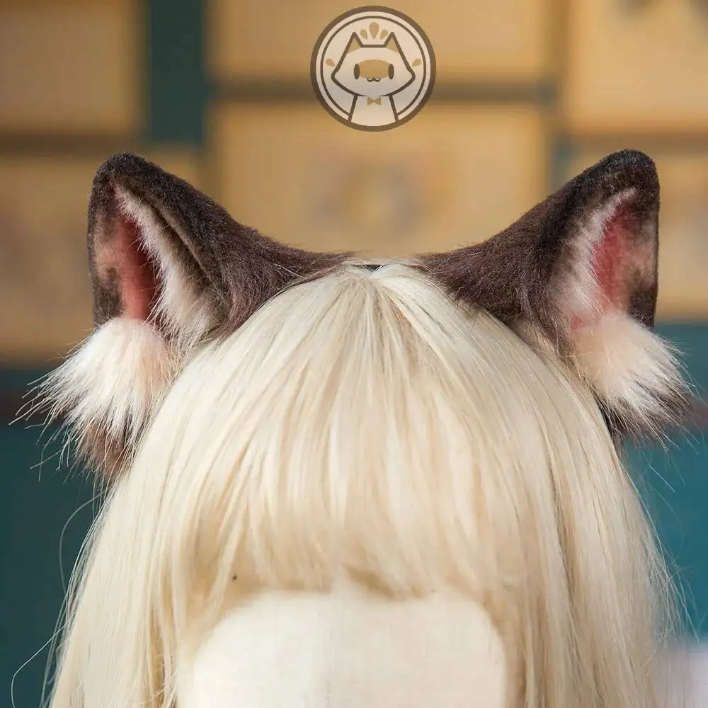 MMGG 新シャム茶色の猫猫耳ヘアフープ帽子ヘッドバンドテールアニメロリータコスプレ衣装アクセサリー帽子ヘッドバンド