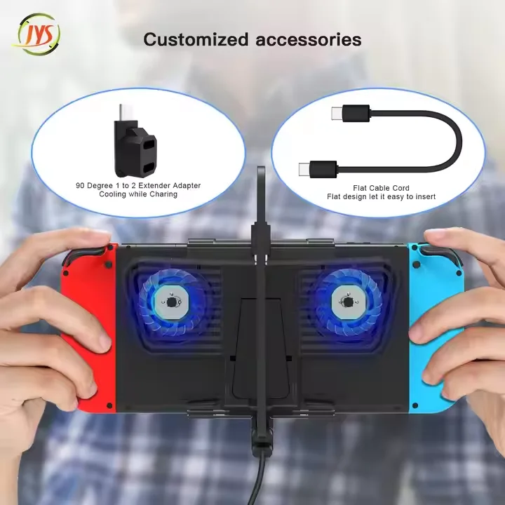 JYS-SD006 Cooling Fan With Bracket Dual C-port Adapter For Steam Deck Switch NS OLED Host Cooler