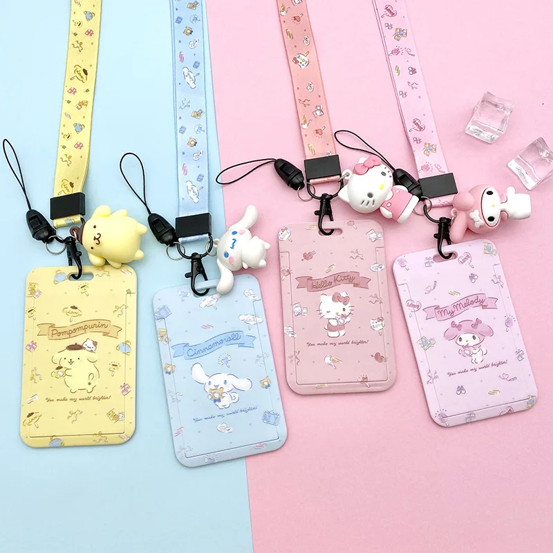1 Set Schattige Anime Kaart Hoesjes Kaart Lanyard Sleutel Lanyard Cosplay Badge Id Kaarten Houders Nek Riemen Sleutelhangers