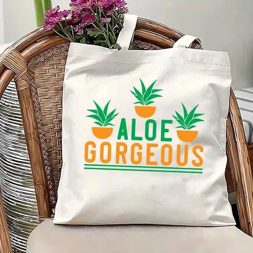 Große Tragetasche mit Aloe-Vera-Pflanzenmuster – Lässige Umhängetasche mit Aloe-Blatt-Muster, robuste Handtasche für eine Vielzahl von Anlässen, geräumige Einkaufstasche, Reisetasche und Picknicktasche, das perfekte Geschenk für Familie, Freunde und Senioren