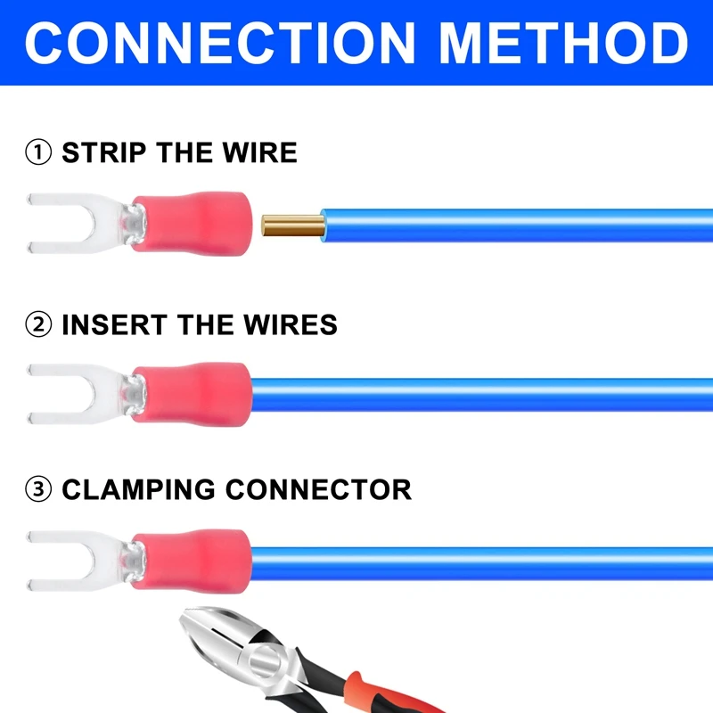 ASMA-200Pcs 16-14 AWG Red Blue Wire Connector Insulated Fork Terminal  4