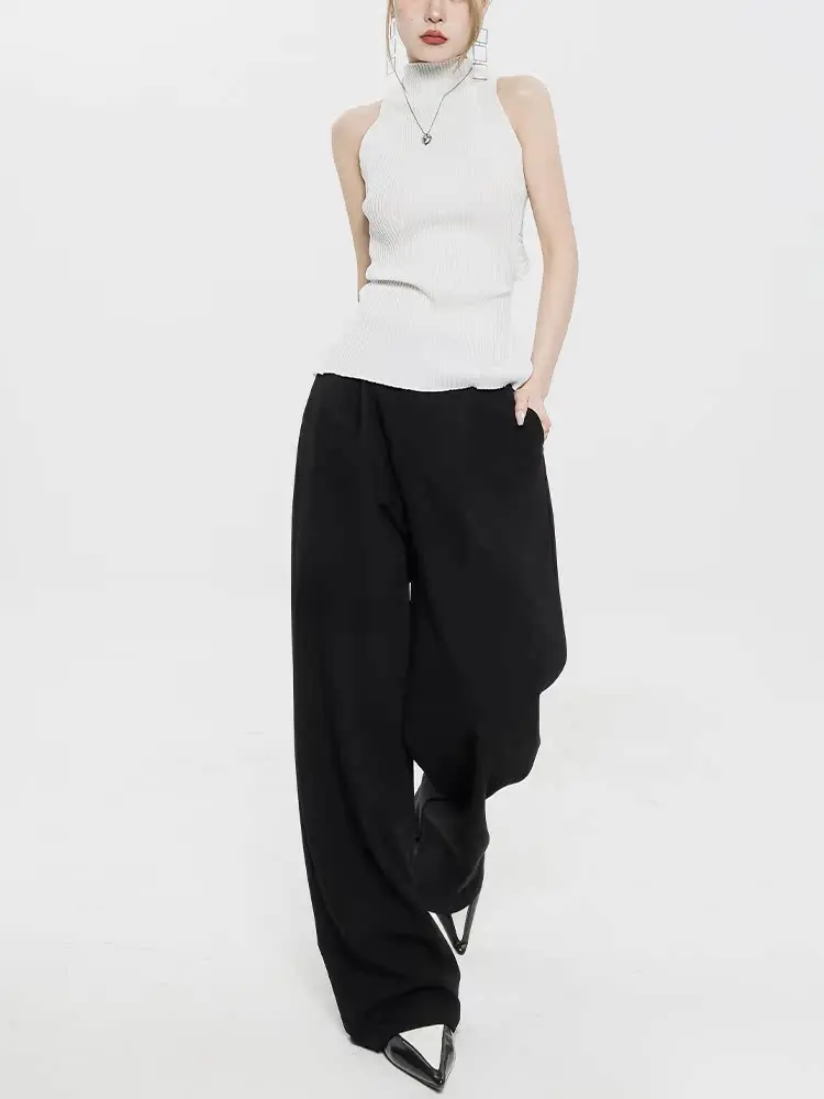 

Брюки ABWEAR с высокой талией, прямые, женские, весна-лето, новые, стройнящие, элегантные, длинные, свободного кроя