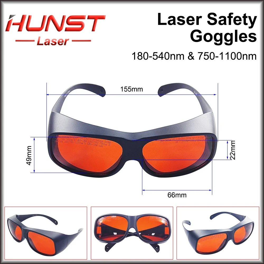 HUNST OD6+ UV Green Fiber Laser Safety Goggles Protective 355 & 532 & 1064nm Wavelength Glasses Shield Protection Eyewear.