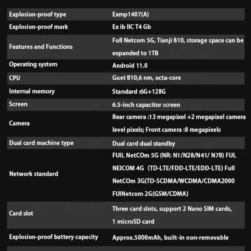 Exmp1407a Nuovi telefoni cellulari antideflagranti da 6,5 pollici intrinsecamente sicuri