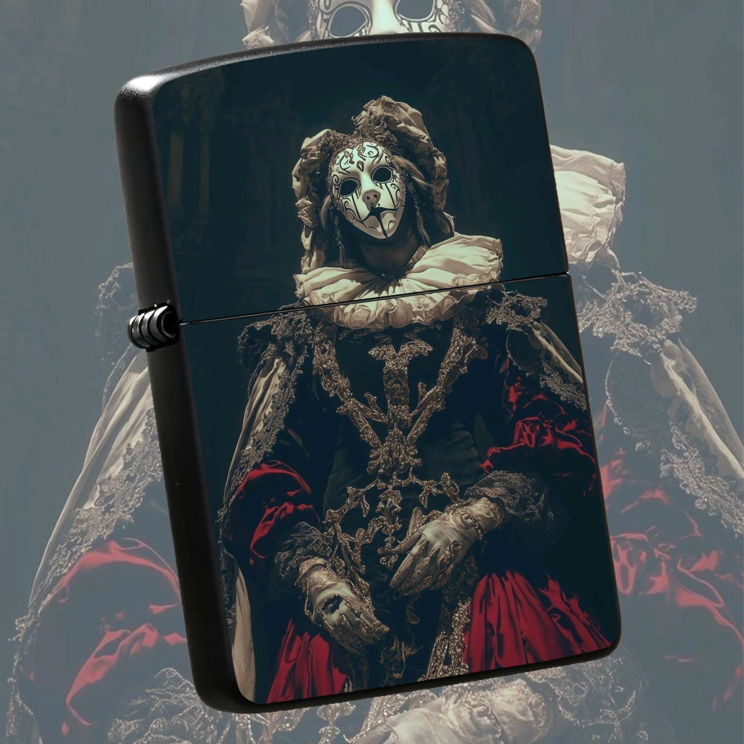 Retro Venetian Mask Court Noble Themed, Vintage Dark Renaissance Art Pattern Portable Windproof, Unique Exquisite Ornate Costume Design Collectible Gift For , Men Friends Art Lovers Daily Use Edc Tool A Fun And Humorous Lighter