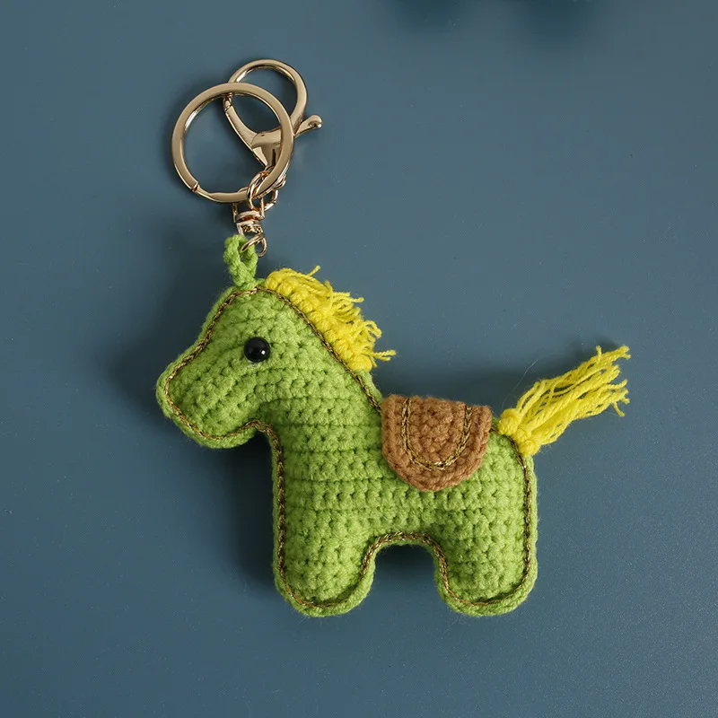

Зеленые брелоки с маленькой лошадью для сумки, кулон, ручная работа, вязаная маленькая лошадь, кукла, вязаный крючком брелок, забавный брелок с лошадью, оптовая продажа