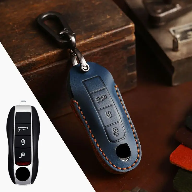 leather key cover for Porsche  Macan, Cayenne, 718, Panamera, 911, Taycan car key fob cover.