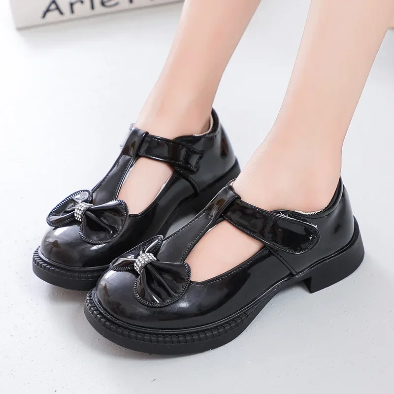 Princess Party Dress Shoes New Children's Leather Shoes Girls Performance Dance Shoes Bowknot Sweet and Cute for Older Children