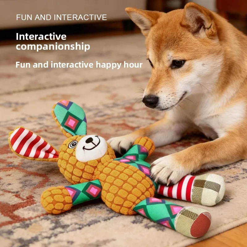 Jouet en peluche physique couineur pour animaux de compagnie, poupée à mâcher durable en polaire, jouet interactif anti-ennui pour chien