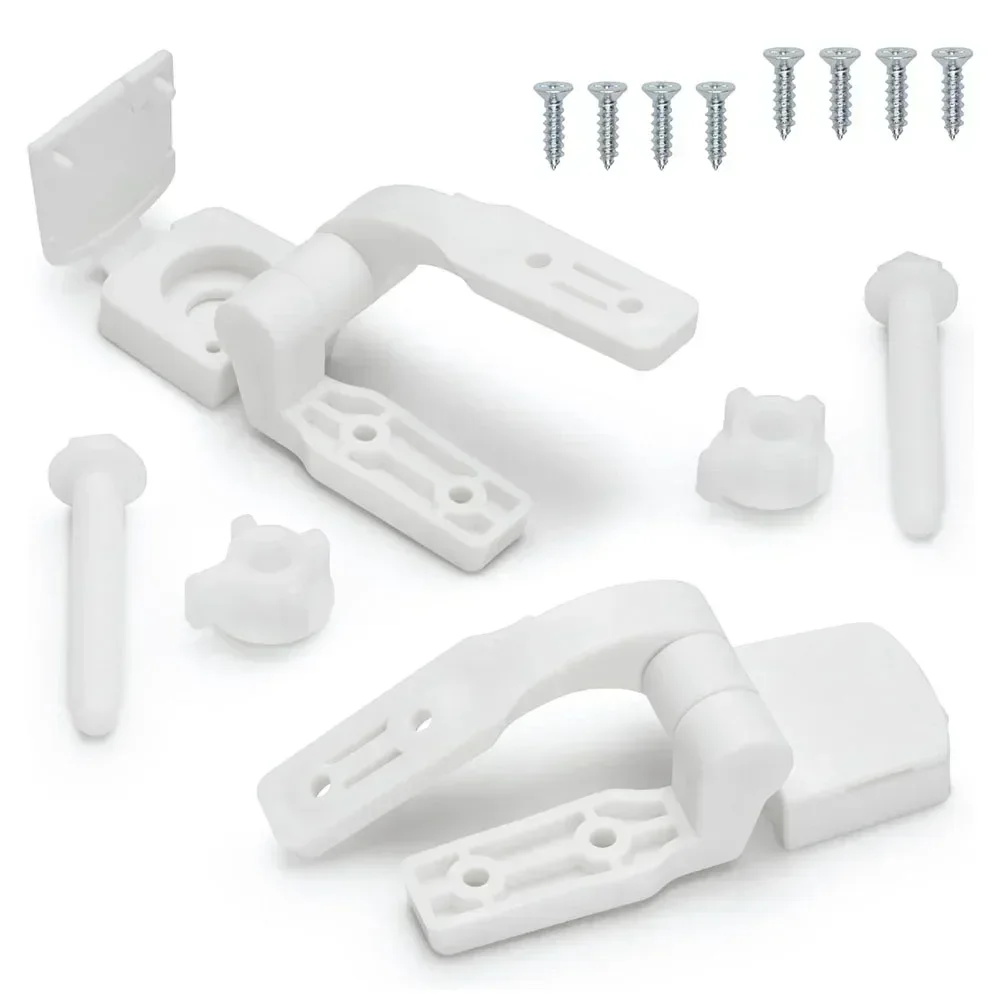 1 Pair White Plastic Toilet For Seat Lid Hinge Replacement With Bolts Screw Nuts For Flush Toilet Cover