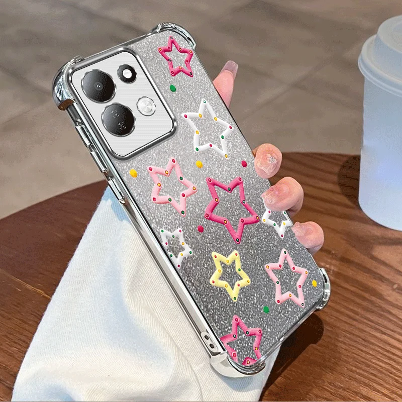 Glitter Plating Cover For Xiaomi Redmi 17 5G 4G Case TPU Four-corner Shockproof Loving Heart Pattern Fundas view 3