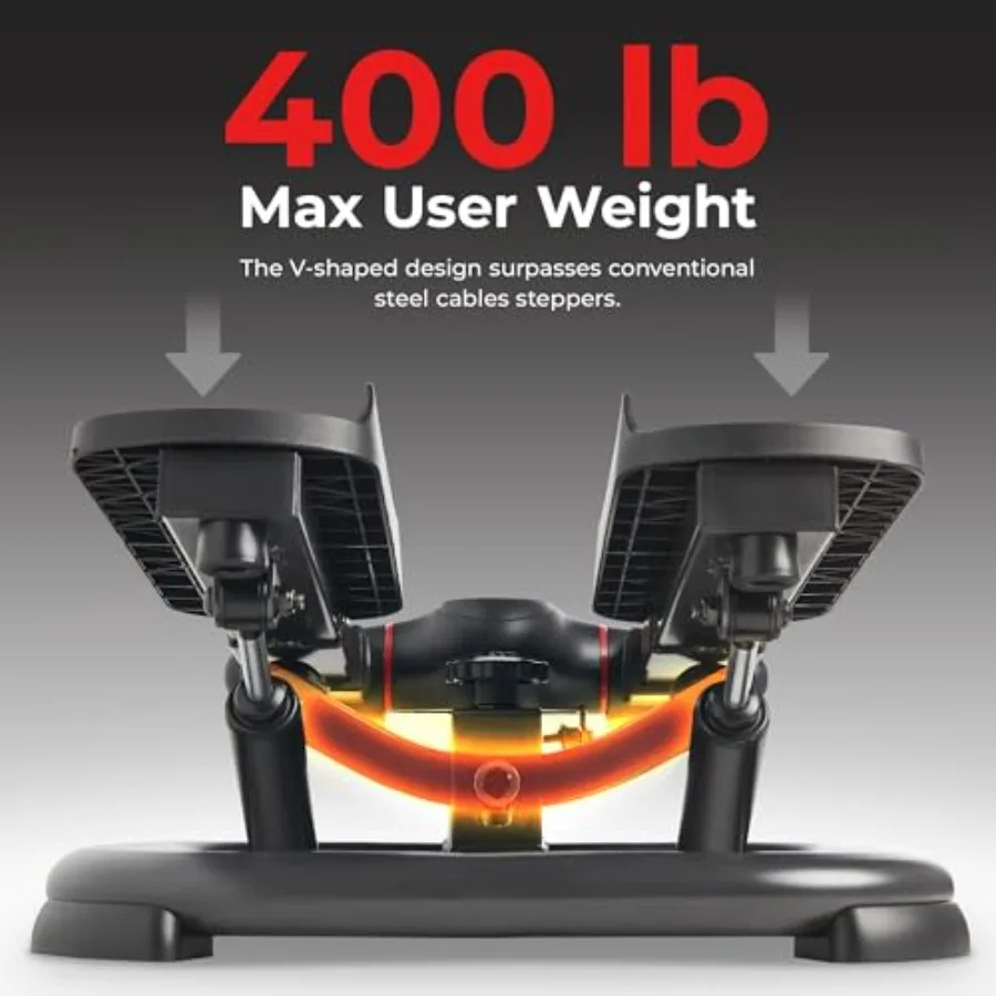 2-in-1 Power Stepper, 400 lb Weight Capacity, Resistance Bands, Height-Adjustable, Low-Impact Cardio, Bluetooth + SunnyFit App,